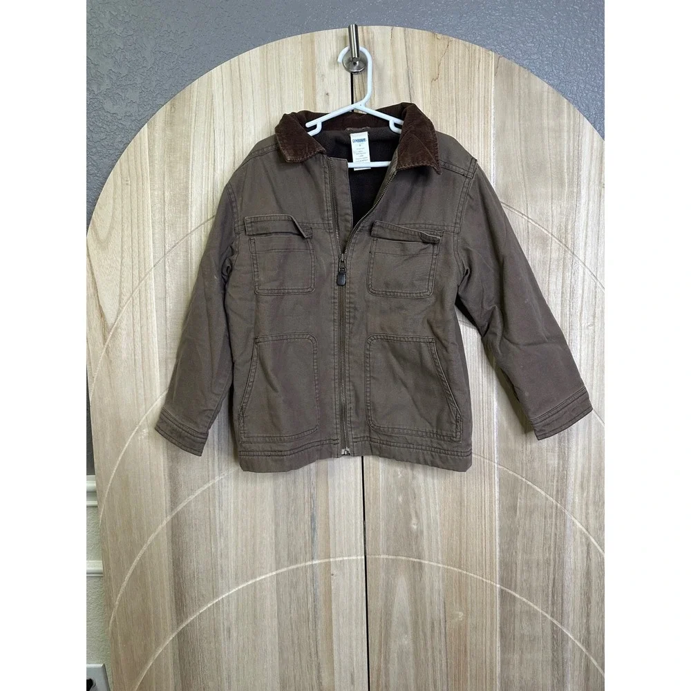 Gymboree‎ Kids Brown barn jacket Canvas Corduroy Collar Coat Jacket Size 6